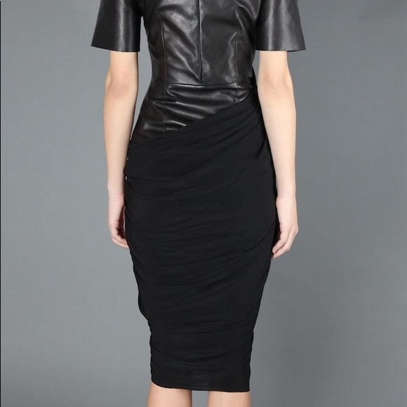 Alexander Wang Leather Drape Panel Dress Size 6 - Picture 2 of 8